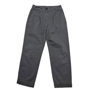 PESERICO Pleated Front Cropped Cuffed Pants Gray Trousers Sz 44 30x29 Italy